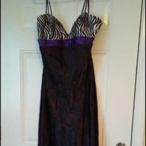 Black Zebra Print Formal Dress